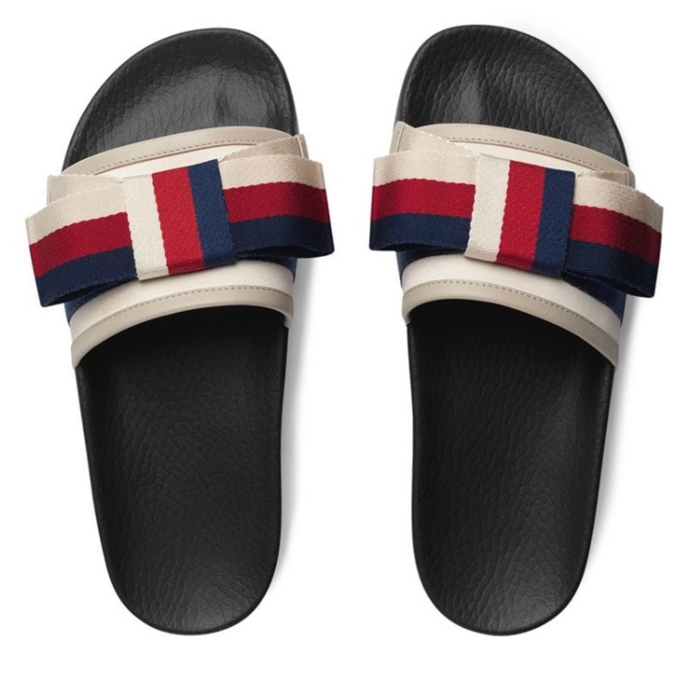 Gucci satin bow slides